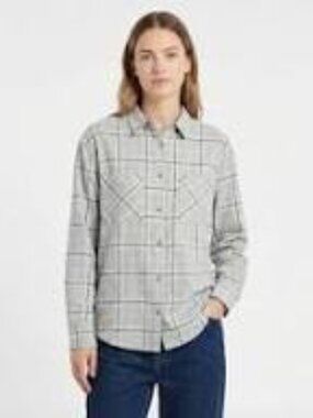 ✨ Kit and Ace Plaid Button-Up Shirt – Grey Windowpane | XS